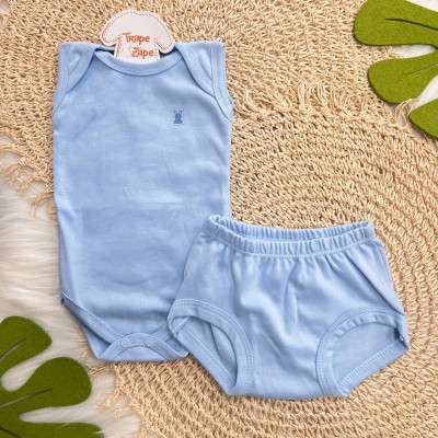 Conj. Body Regata e Tapa Fralda - Azul Claro